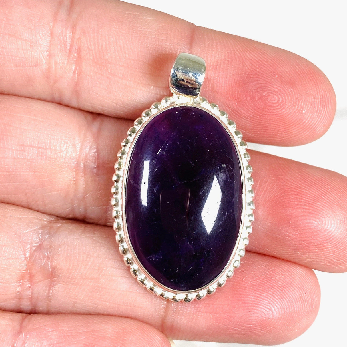 Amethyst oval silver detailing pendant KPGJ3964 - Nature's Magick