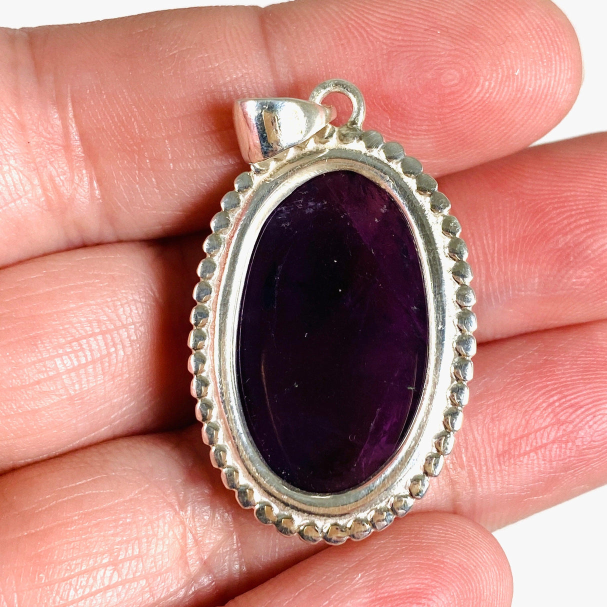 Amethyst oval silver detailing pendant KPGJ3964 - Nature's Magick