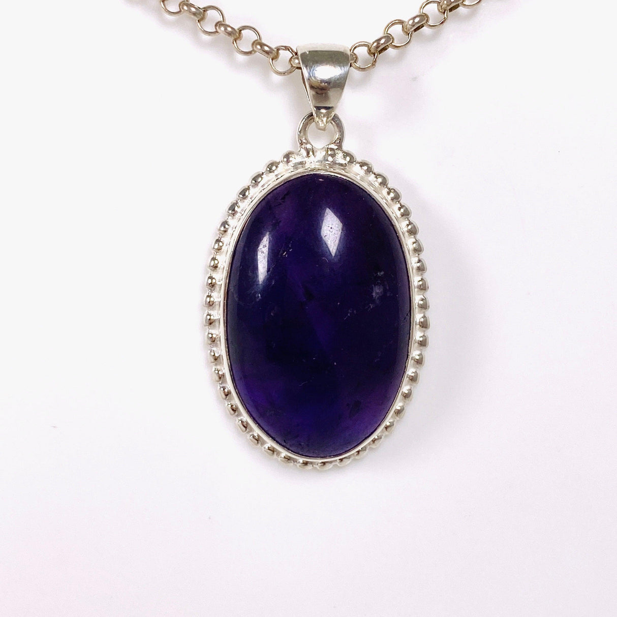 Amethyst oval silver detailing pendant KPGJ3964 - Nature's Magick