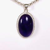 Amethyst oval silver detailing pendant KPGJ3964 - Nature's Magick