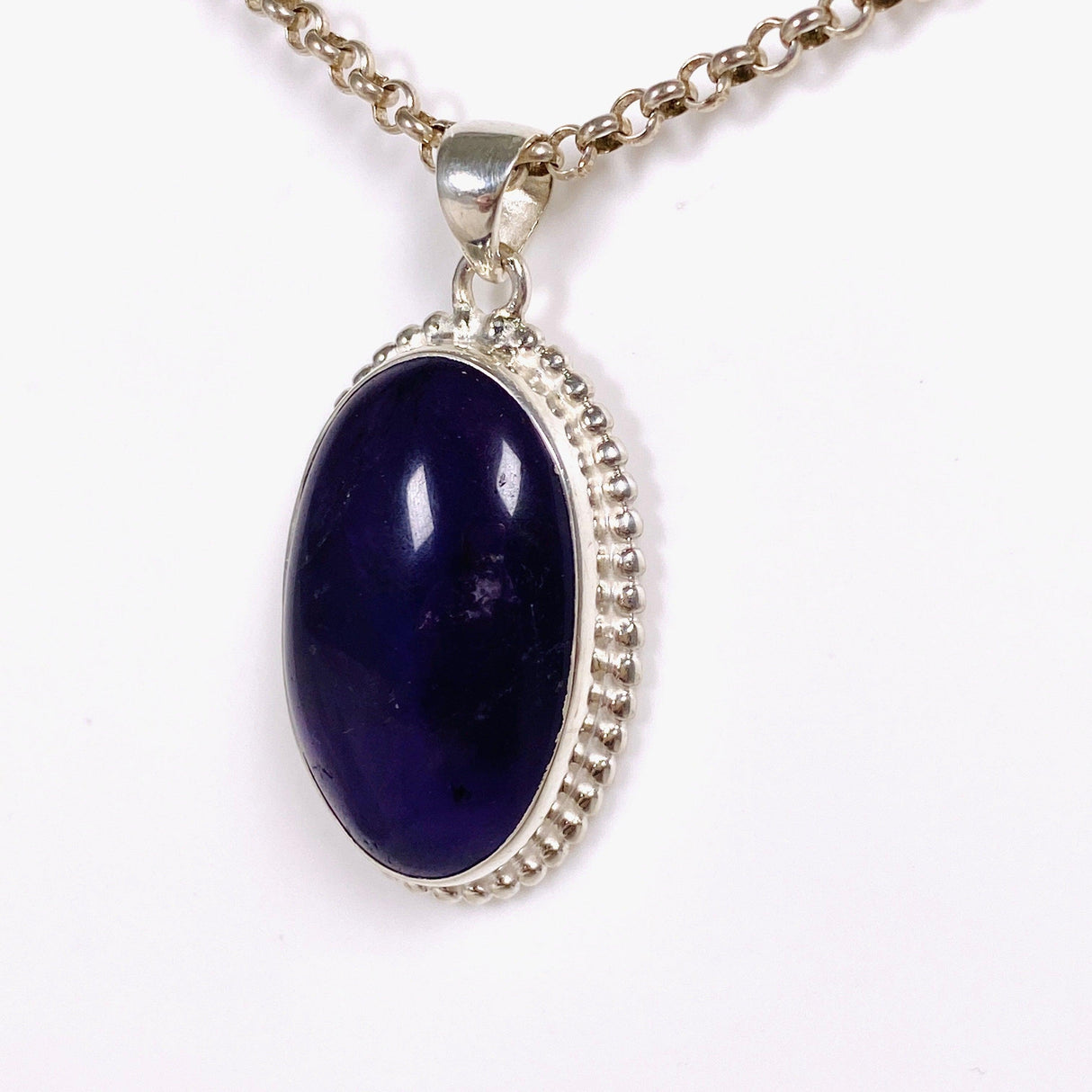 Amethyst oval silver detailing pendant KPGJ3964 - Nature's Magick