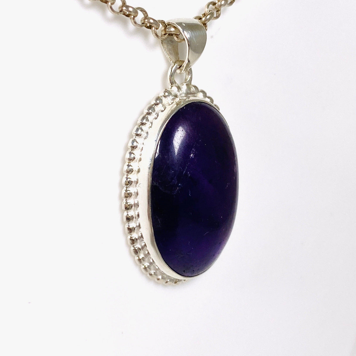 Amethyst oval silver detailing pendant KPGJ3964 - Nature's Magick