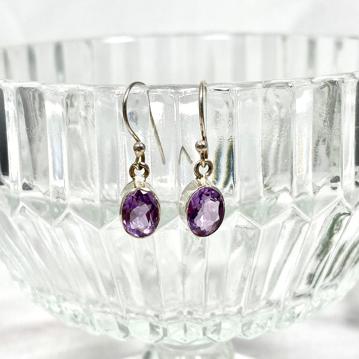 Amethyst petite oval faceted earrings R2363-AMO - Nature's Magick