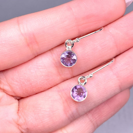 Amethyst petite round faceted earrings R2363-AMC - Nature's Magick