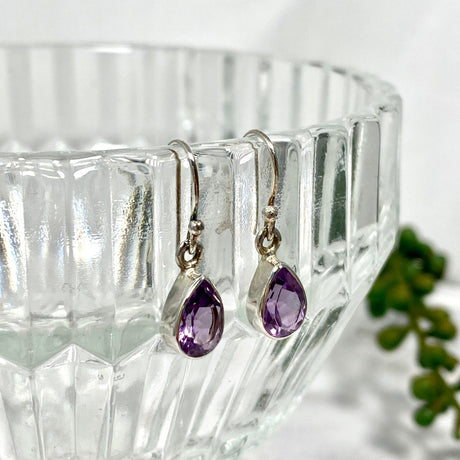 Amethyst petite teardrop faceted earrings R2363-AMD - Nature's Magick