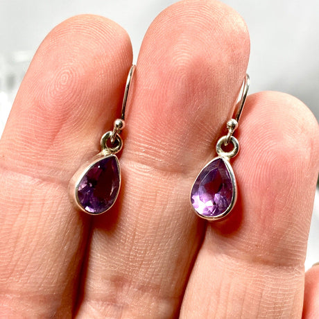 Amethyst petite teardrop faceted earrings R2363-AMD - Nature's Magick