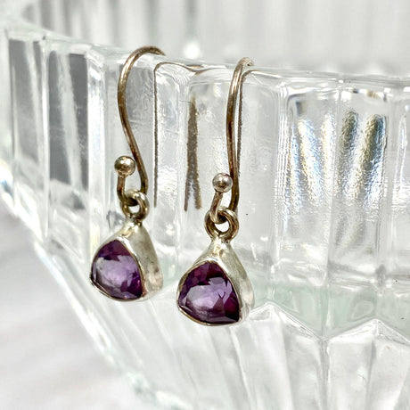 Amethyst petite triangular faceted earrings R2363-AMT - Nature's Magick