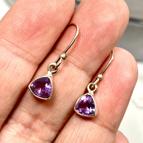 Amethyst petite triangular faceted earrings R2363-AMT - Nature's Magick