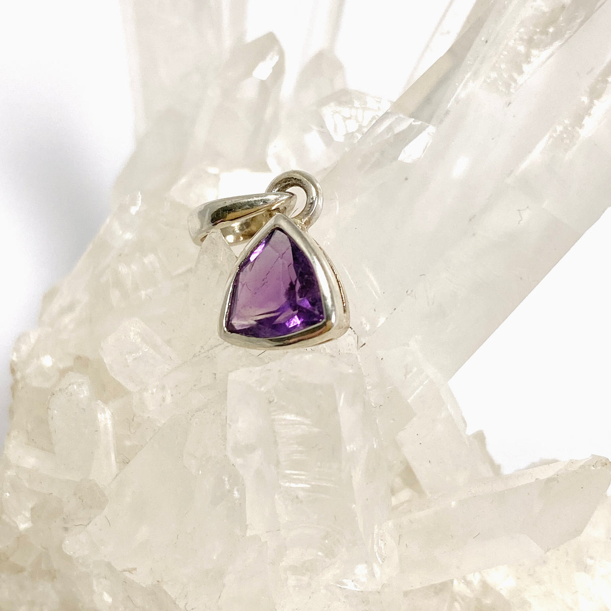 Amethyst Petite Triangular Faceted Pendant PPGJ1293