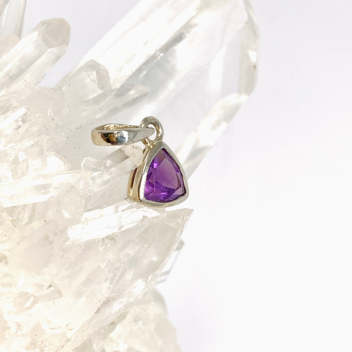Amethyst Petite Triangular Faceted Pendant PPGJ1293