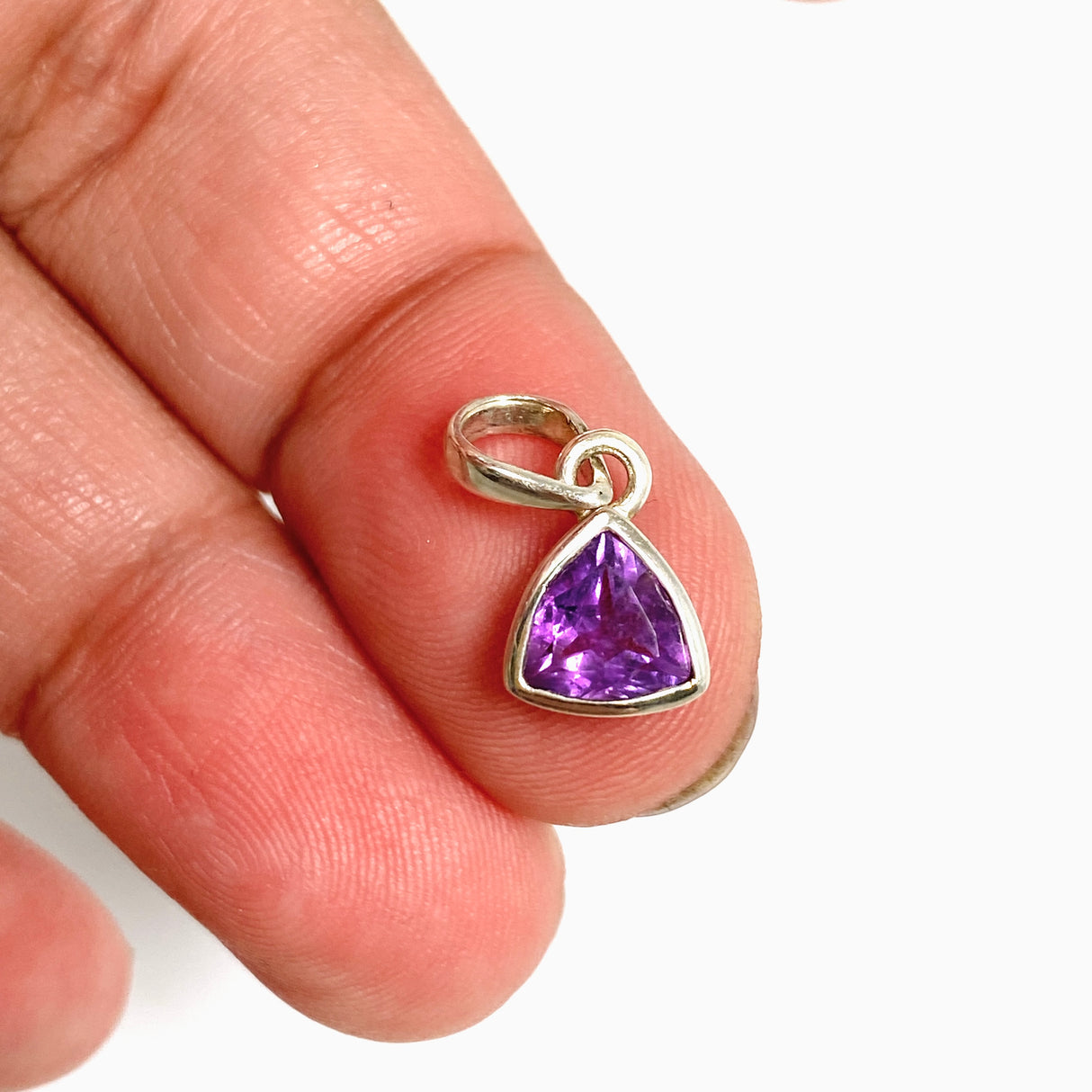 Amethyst Petite Triangular Faceted Pendant PPGJ1293
