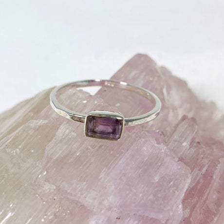 Amethyst Rectangular Faceted Fine Band Ring R3793-AM - Nature's Magick
