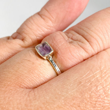 Amethyst Rectangular Faceted Fine Band Ring R3793-AM - Nature's Magick