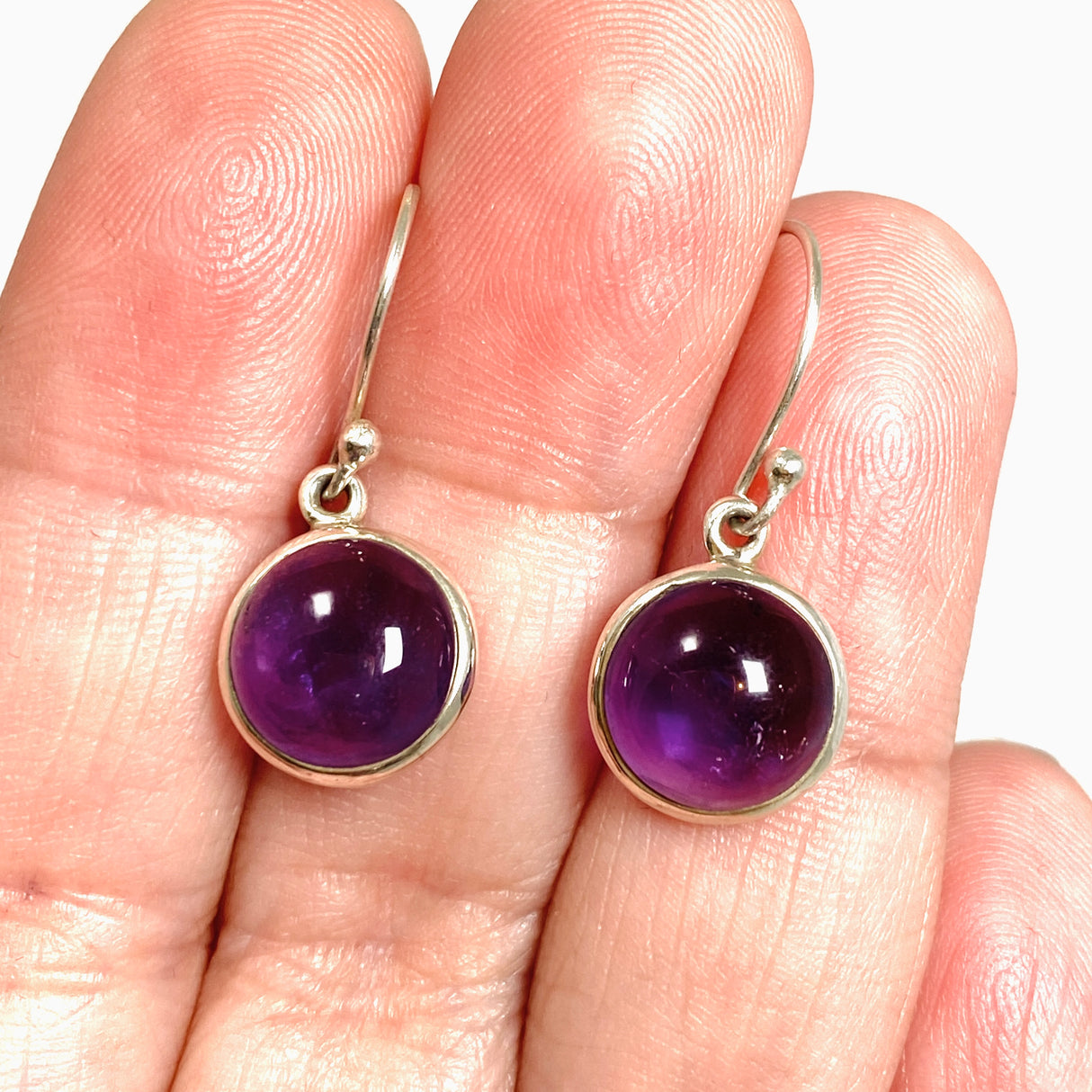 Amethyst Round Cabochon Earrings PEGJ400