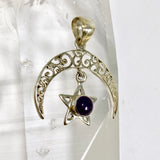 Amethyst Round Cabochon Moon and Star Pendant PC330-AME