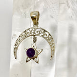 Amethyst Round Cabochon Moon and Star Pendant PC330-AME
