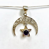 Amethyst Round Cabochon Moon and Star Pendant PC330-AME