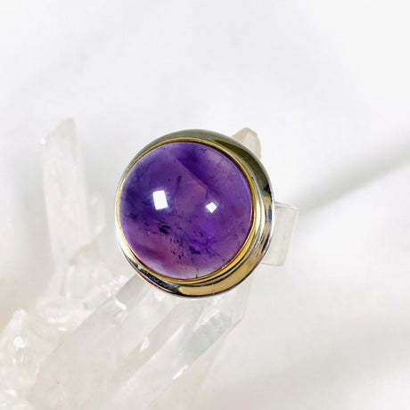 Amethyst round ring with brass detailing s.11 KRGJ2961 - Nature's Magick