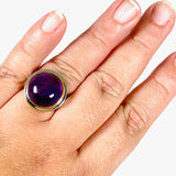 Amethyst round ring with brass detailing s.11 KRGJ2961 - Nature's Magick