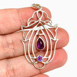 Amethyst Teardrop Cabochon Pendant in a Decorative Setting PPGJ1289