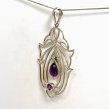 Amethyst Teardrop Cabochon Pendant in a Decorative Setting PPGJ1289