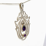 Amethyst Teardrop Cabochon Pendant in a Decorative Setting PPGJ1289