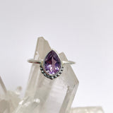 Amethyst Teardrop fine band ring R3800-AME