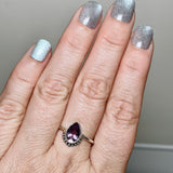 Amethyst Teardrop fine band ring R3800-AME