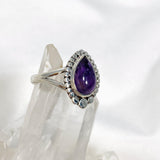 Amethyst Teardrop Gemstone Ring in a Decorative Setting R3941 - Nature's Magick