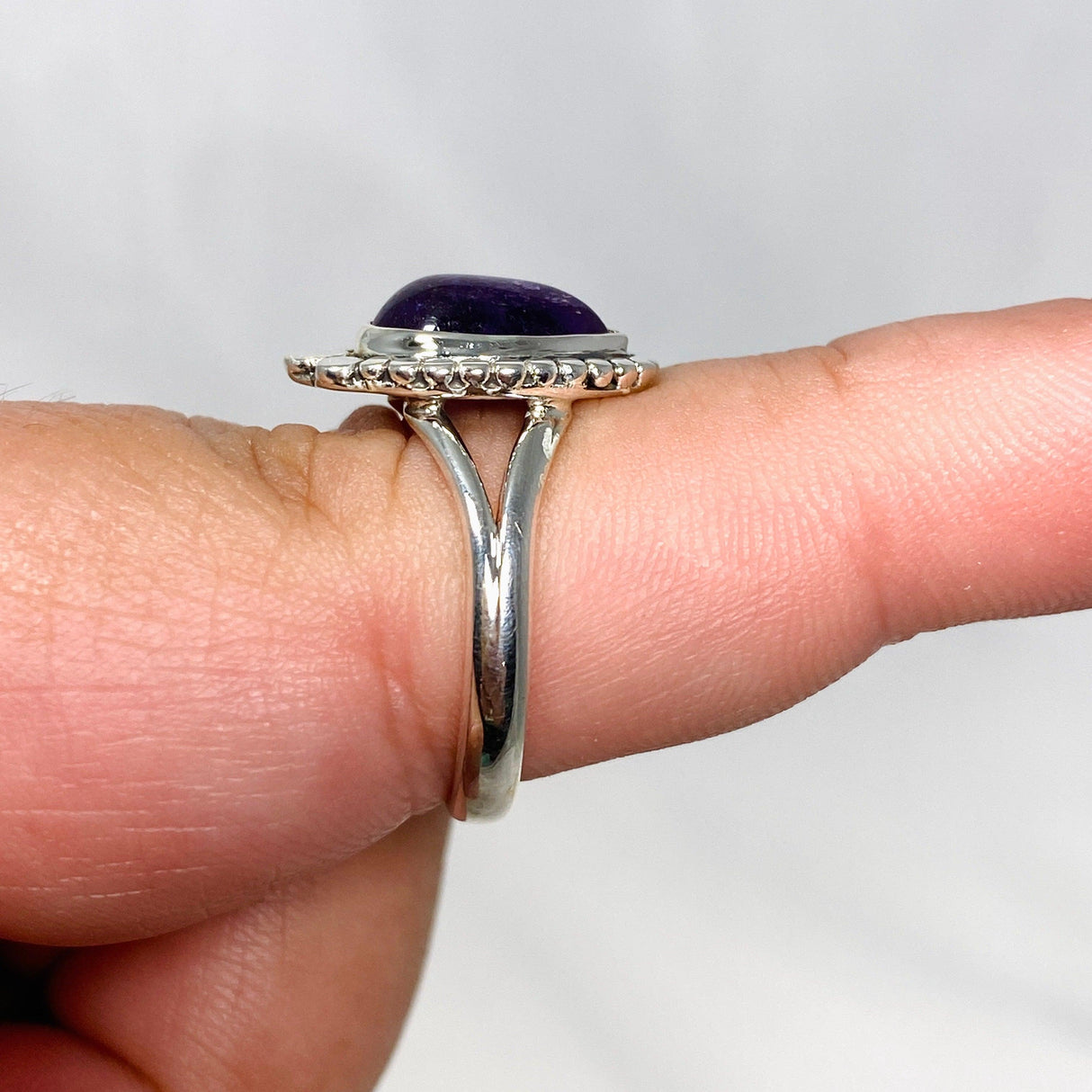 Amethyst Teardrop Gemstone Ring in a Decorative Setting R3941 - Nature's Magick