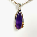 Amethyst teardrop with brass detailing pendant KPGJ3944 - Nature's Magick