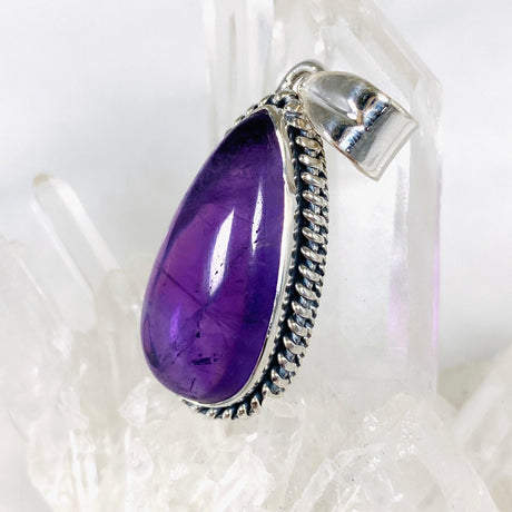 Amethyst teardrop with silver detailing pendant KPGJ3945 - Nature's Magick