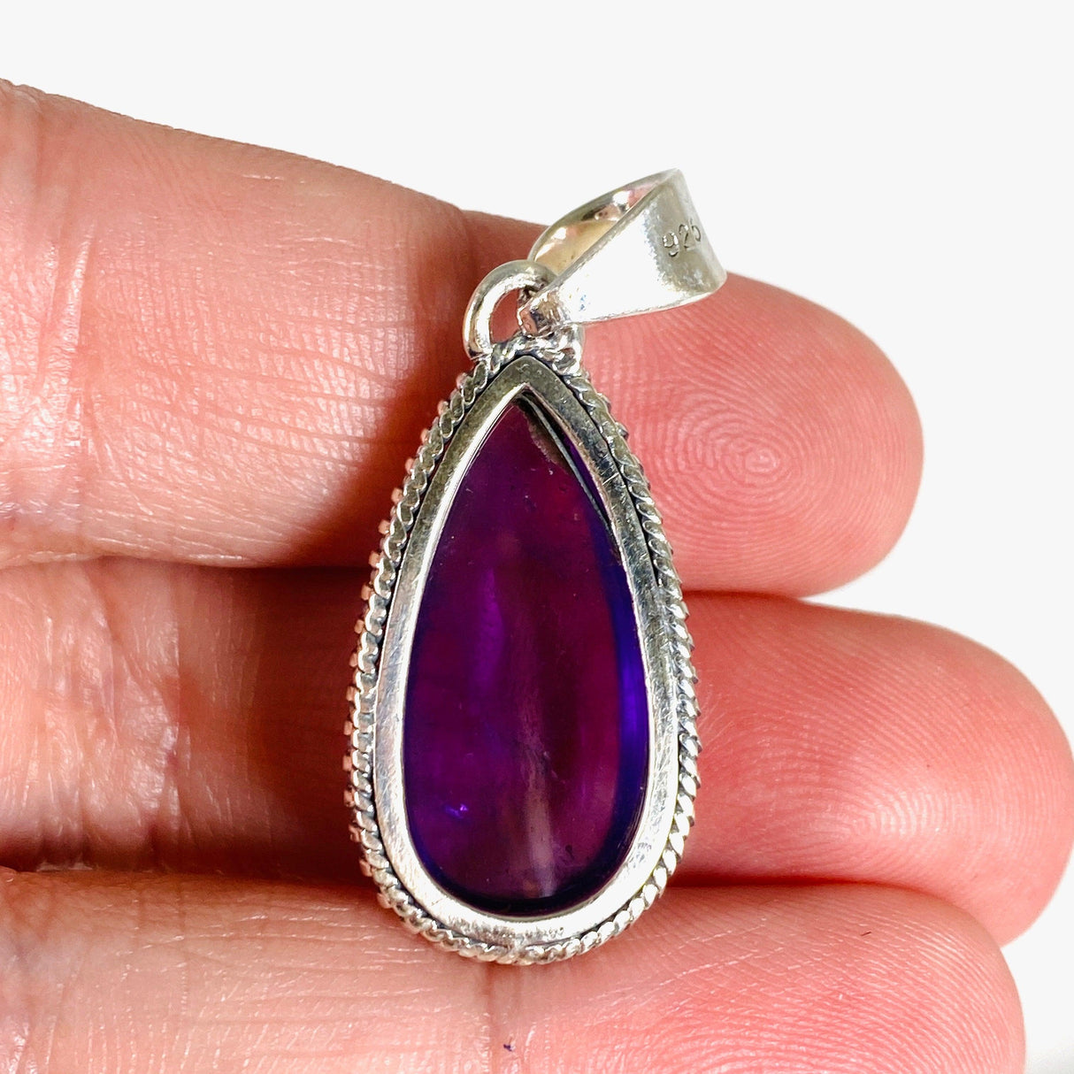 Amethyst teardrop with silver detailing pendant KPGJ3945 - Nature's Magick