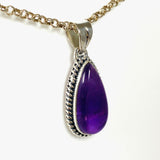 Amethyst teardrop with silver detailing pendant KPGJ3945 - Nature's Magick