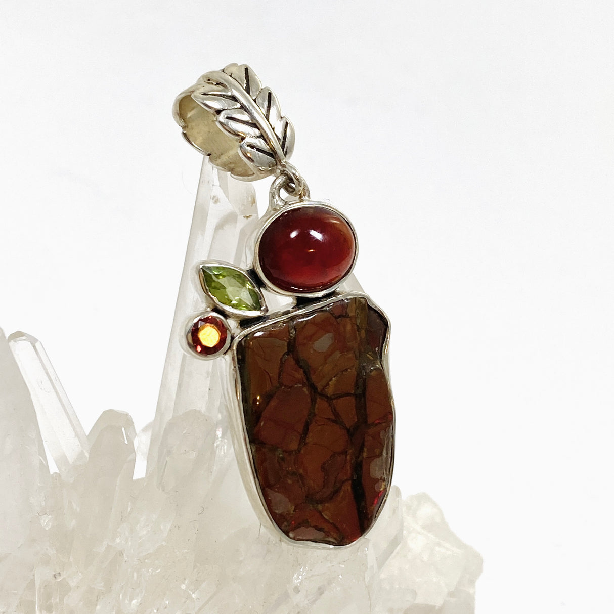 Ammolite, Peridot and Garnet Multi-stone Pendant GPVY1140