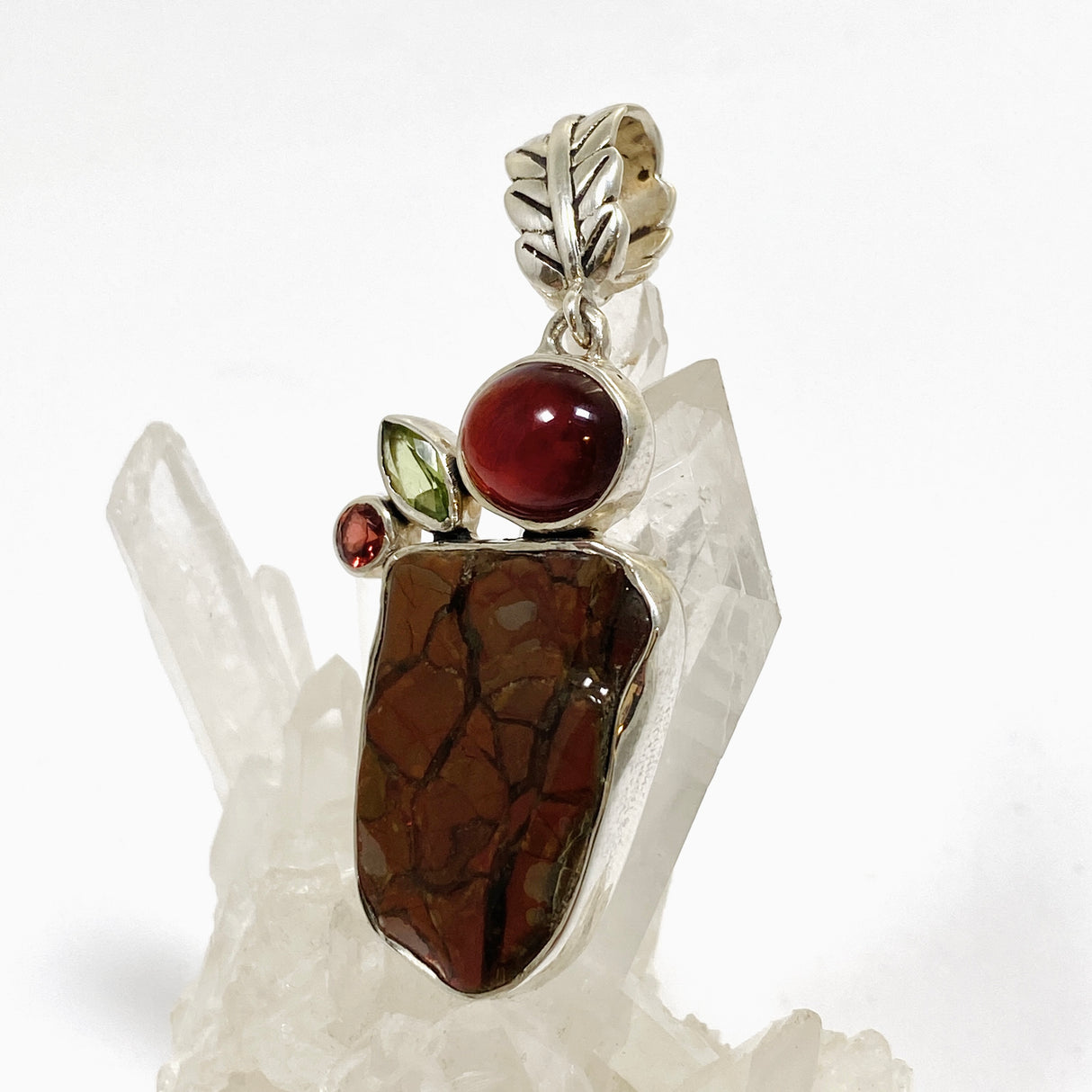 Ammolite, Peridot and Garnet Multi-stone Pendant GPVY1140