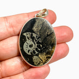 Ammonite Fossilised Shell with Pyrite Oval Cabochon Pendant PPGJ1324