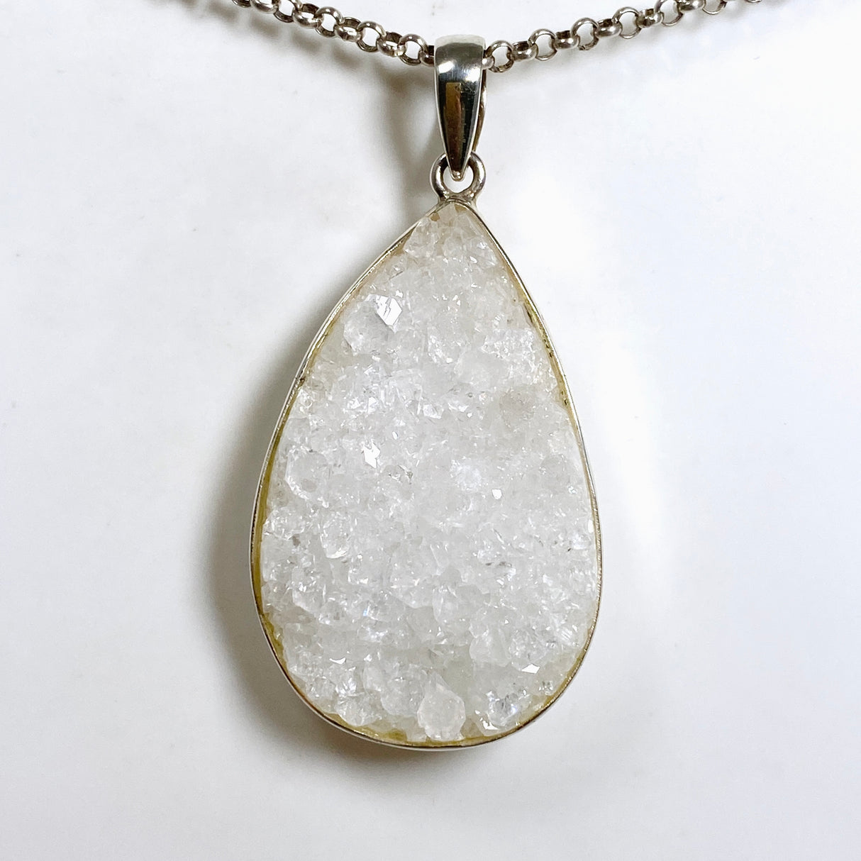 Apophyllite Teardrop Raw Crystal Pendant PPGJ1265