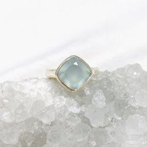 Aqua Chalcedony Boho Style Square Ring R3911 - Nature's Magick