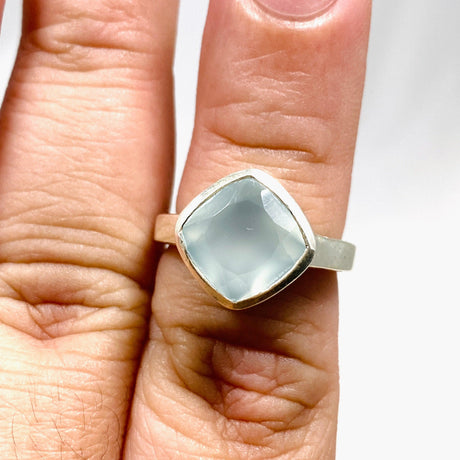 Aqua Chalcedony Boho Style Square Ring R3911 - Nature's Magick