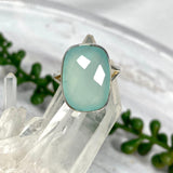 Aqua Chalcedony faceted rectangular ring s.8 KRGJ2436 - Nature's Magick