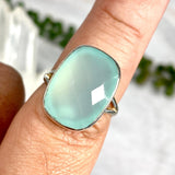 Aqua Chalcedony faceted rectangular ring s.8 KRGJ2436 - Nature's Magick