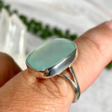 Aqua Chalcedony faceted rectangular ring s.8 KRGJ2436 - Nature's Magick