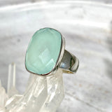 Aqua Chalcedony faceted rectangular ring s.8 KRGJ2437 - Nature's Magick