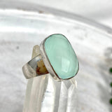 Aqua Chalcedony faceted rectangular ring s.8 KRGJ2437 - Nature's Magick