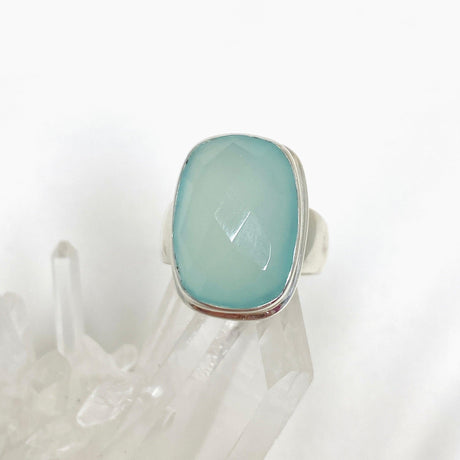 Aqua Chalcedony Rectangle Ring Size 7 KRGJ3247 - Nature's Magick