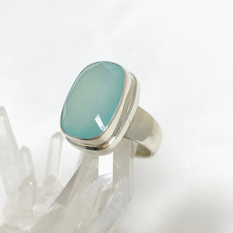 Aqua Chalcedony Rectangle Ring Size 7 KRGJ3247 - Nature's Magick