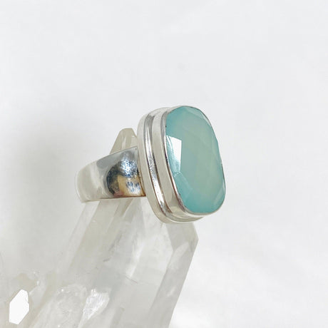 Aqua Chalcedony Rectangle Ring Size 7 KRGJ3247 - Nature's Magick