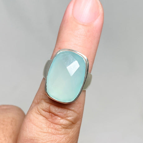 Aqua Chalcedony Rectangle Ring Size 7 KRGJ3247 - Nature's Magick