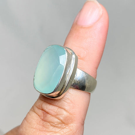 Aqua Chalcedony Rectangle Ring Size 7 KRGJ3247 - Nature's Magick